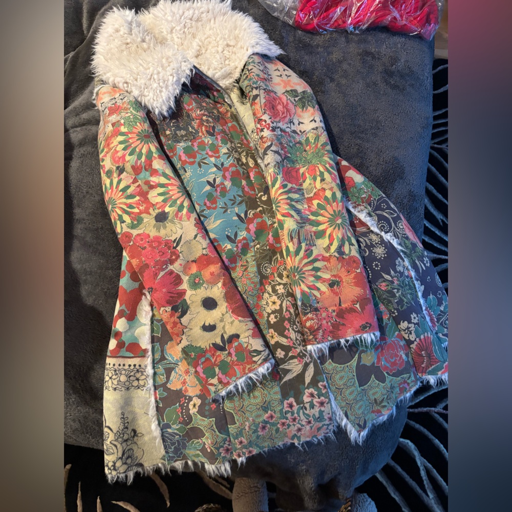 Johnny Was Sherpa Floral Jacket